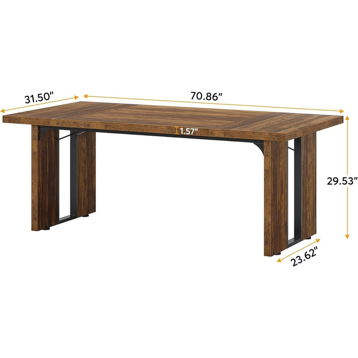 Tribesigns 71" Large Dining Table for 6 to 8 People, Rustic Farmhouse Style Dinner Table, Rectangular Dining Image 11