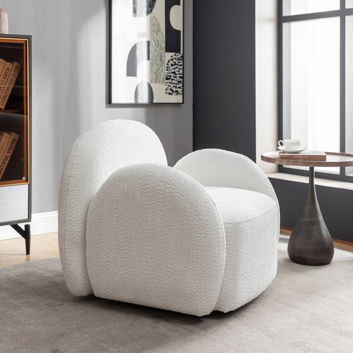 SEYNAR Modern Glam Boucle Upholstered Swivel Accent Armchair Image 3