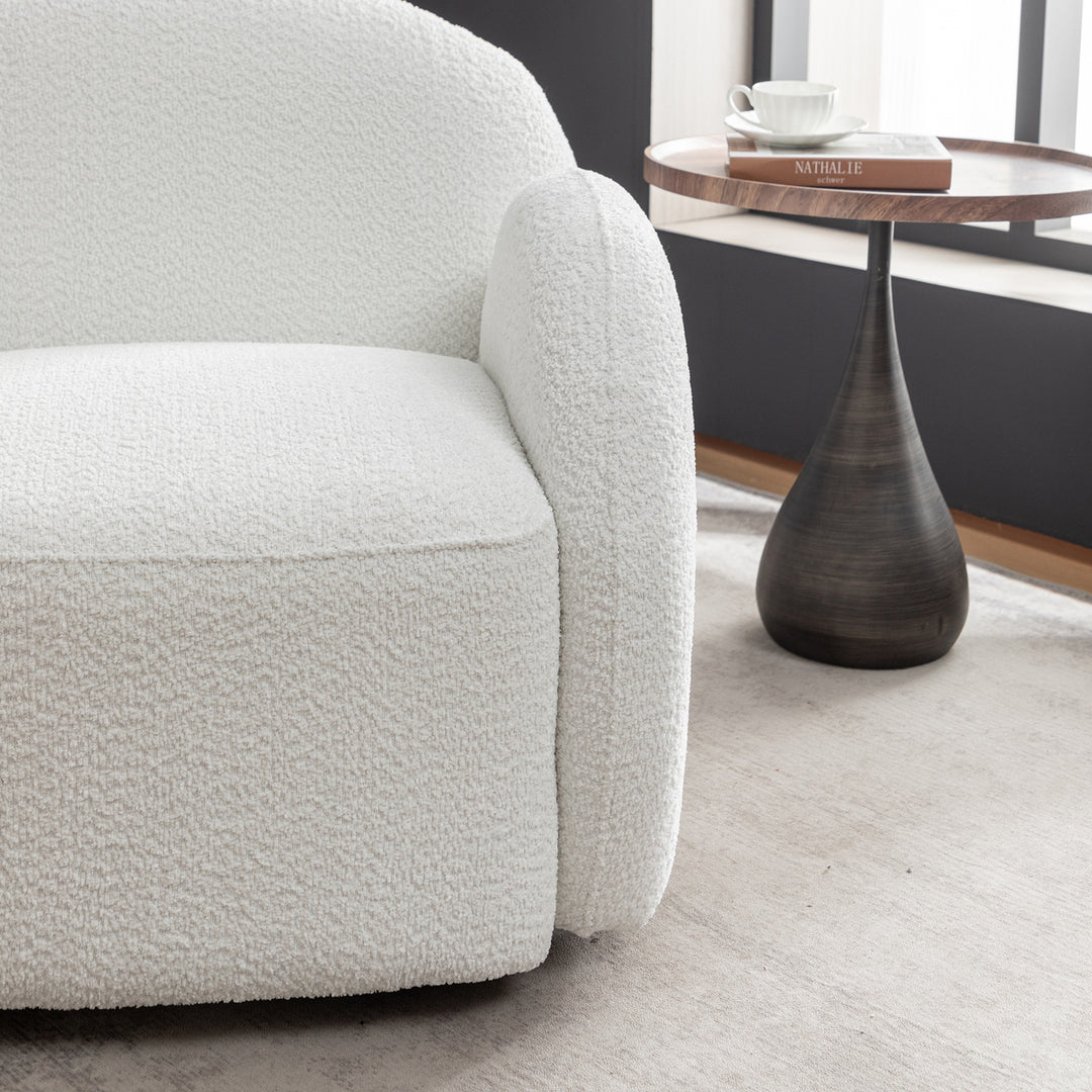 SEYNAR Modern Glam Boucle Upholstered Swivel Accent Armchair Image 7