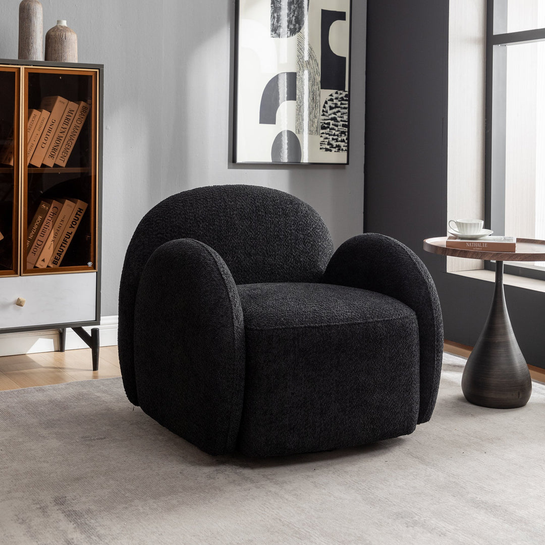 SEYNAR Modern Glam Boucle Upholstered Swivel Accent Armchair Image 1