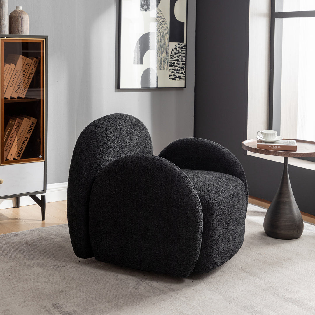 SEYNAR Modern Glam Boucle Upholstered Swivel Accent Armchair Image 9