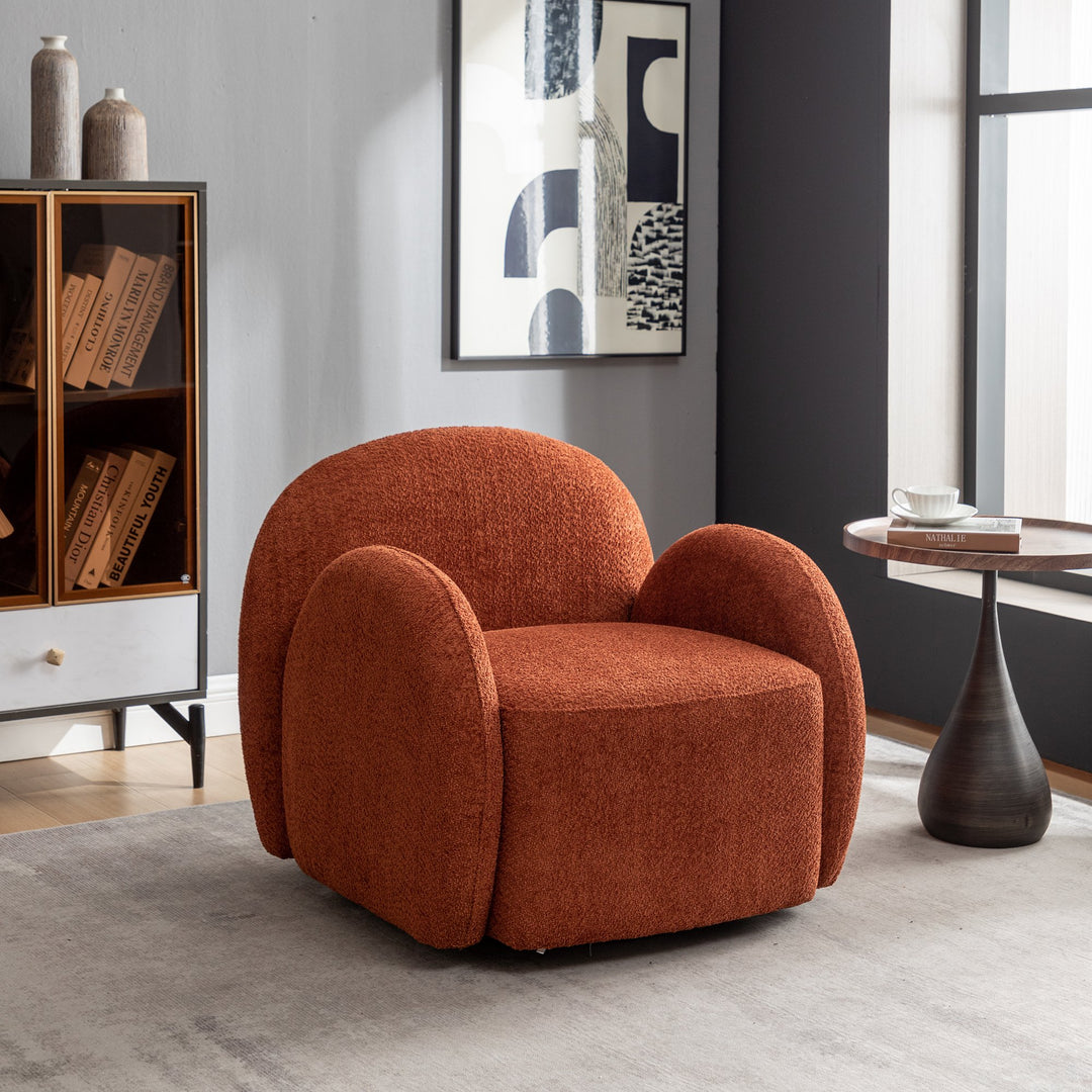 SEYNAR Modern Glam Boucle Upholstered Swivel Accent Armchair Image 1