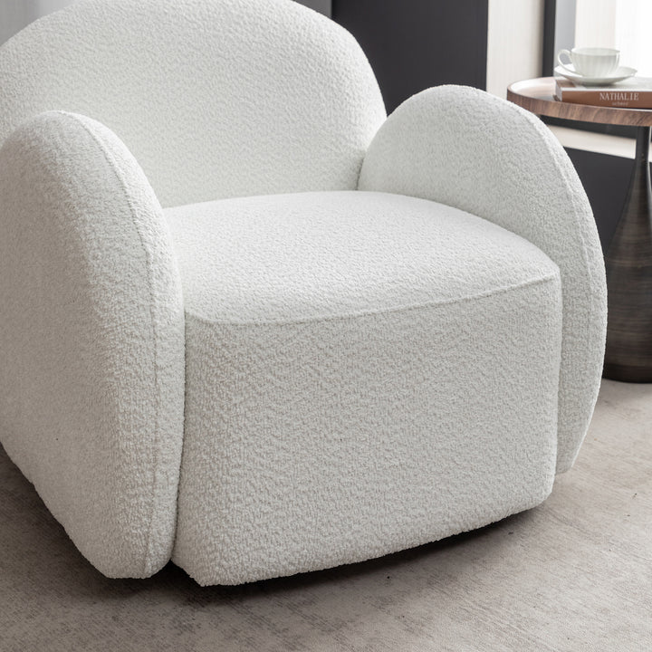 SEYNAR Modern Glam Boucle Upholstered Swivel Accent Armchair Image 5