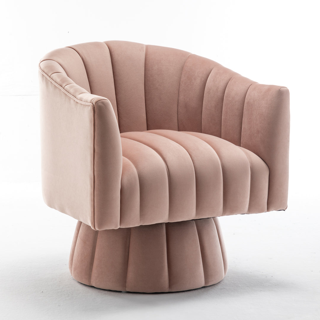 SEYNAR Modern Glam Velvet Upholstered Round Swivel Accent Arm Barrel Chair for Living Room Image 5