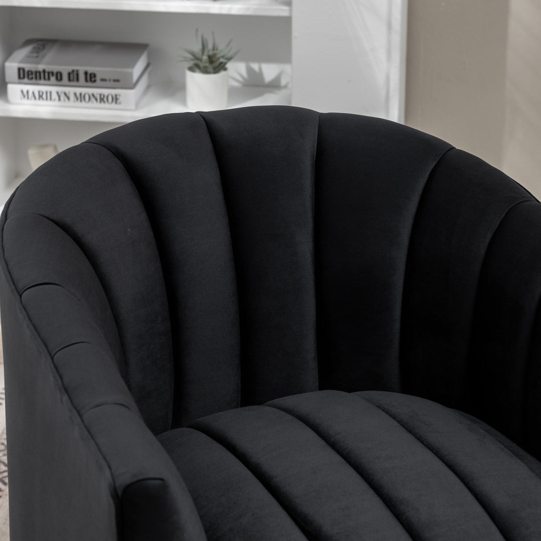 SEYNAR Modern Glam Velvet Upholstered Round Swivel Accent Arm Barrel Chair for Living Room Image 7