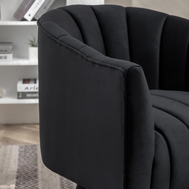 SEYNAR Modern Glam Velvet Upholstered Round Swivel Accent Arm Barrel Chair for Living Room Image 8