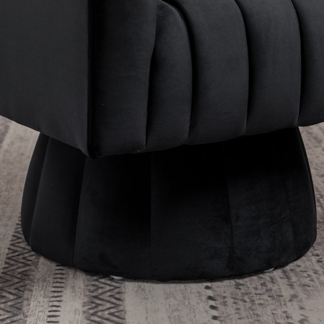 SEYNAR Modern Glam Velvet Upholstered Round Swivel Accent Arm Barrel Chair for Living Room Image 9