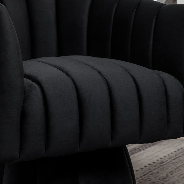 SEYNAR Modern Glam Velvet Upholstered Round Swivel Accent Arm Barrel Chair for Living Room Image 10