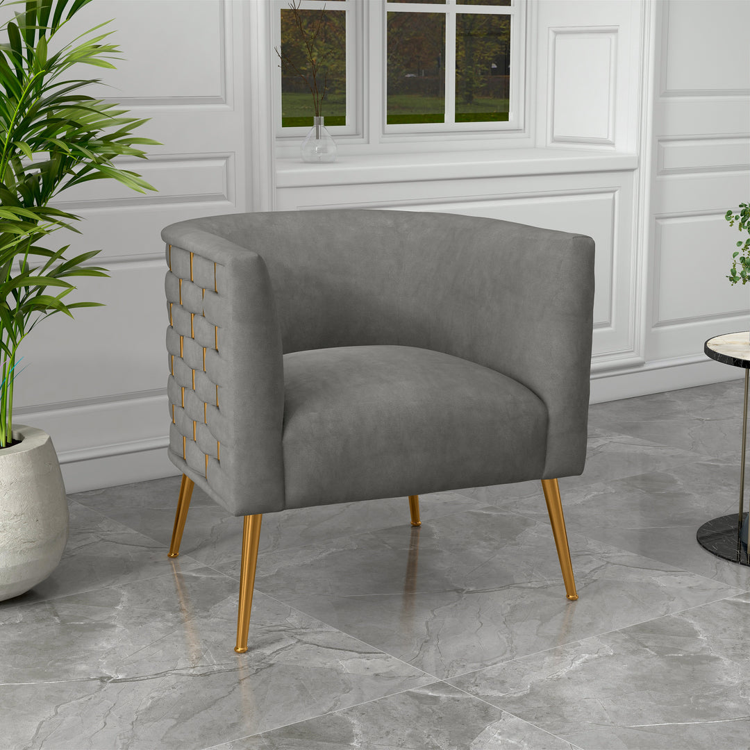 SEYNAR Mid-Century Modern Velvet Round Accent Chair for Living Room Image 3