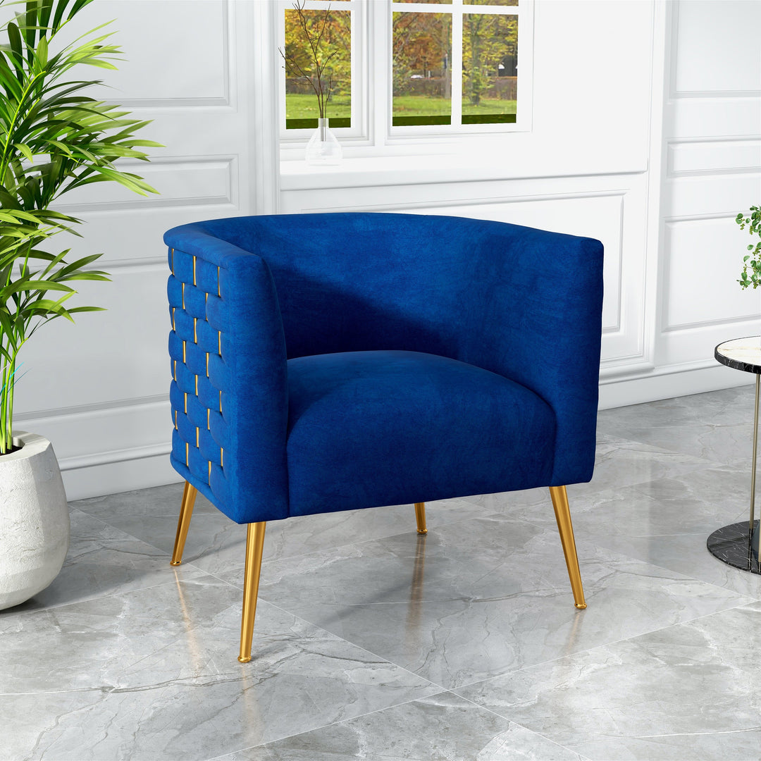 SEYNAR Mid-Century Modern Velvet Round Accent Chair for Living Room Image 1