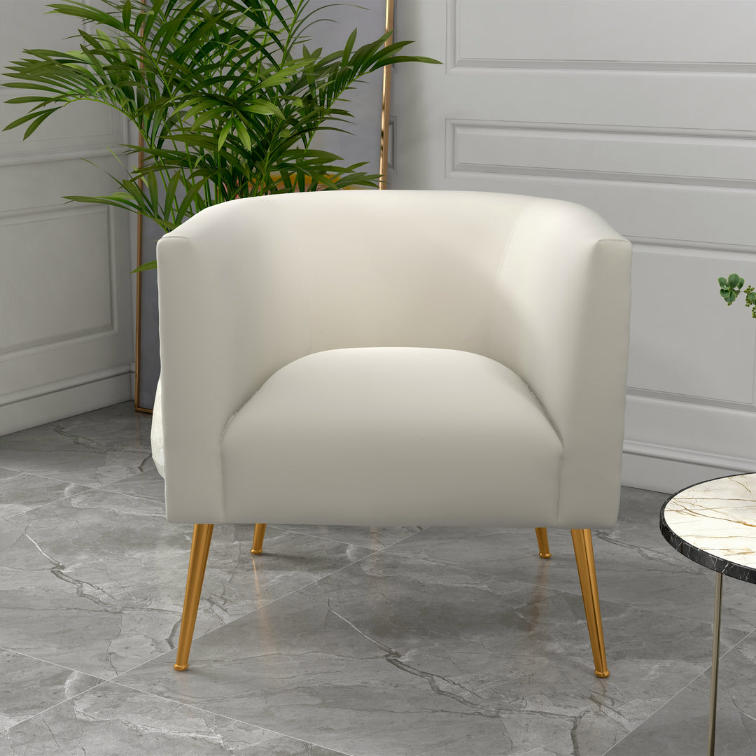 SEYNAR Mid-Century Modern Velvet Round Accent Chair for Living Room Image 5