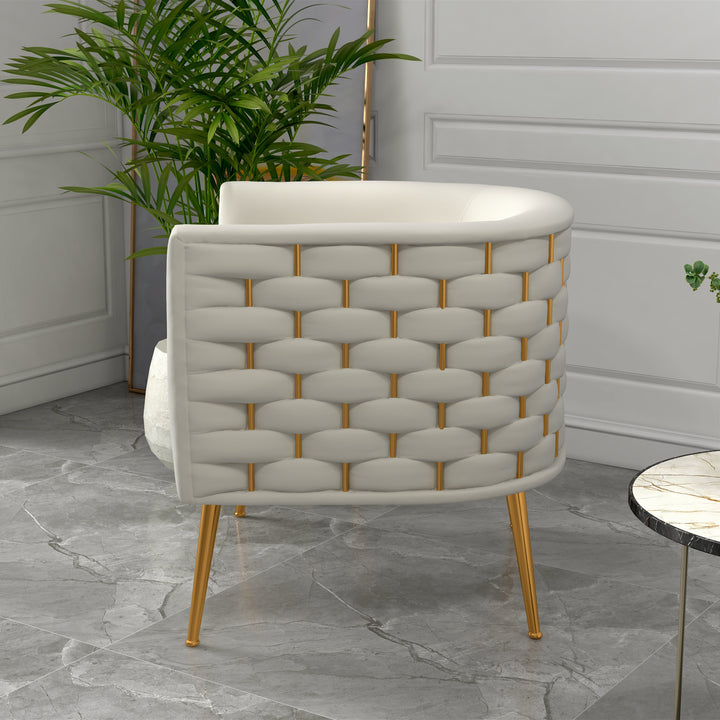 SEYNAR Mid-Century Modern Velvet Round Accent Chair for Living Room Image 6