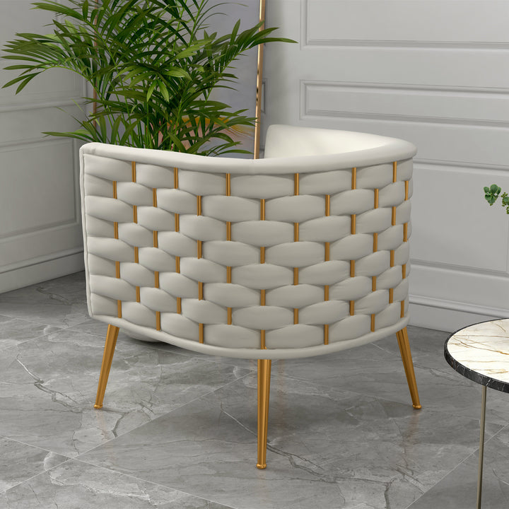 SEYNAR Mid-Century Modern Velvet Round Accent Chair for Living Room Image 7