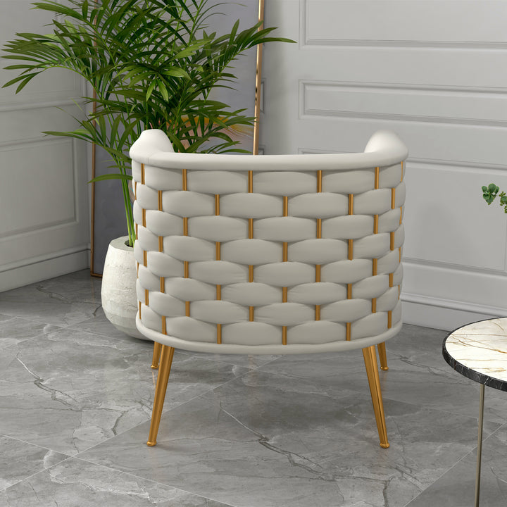 SEYNAR Mid-Century Modern Velvet Round Accent Chair for Living Room Image 8