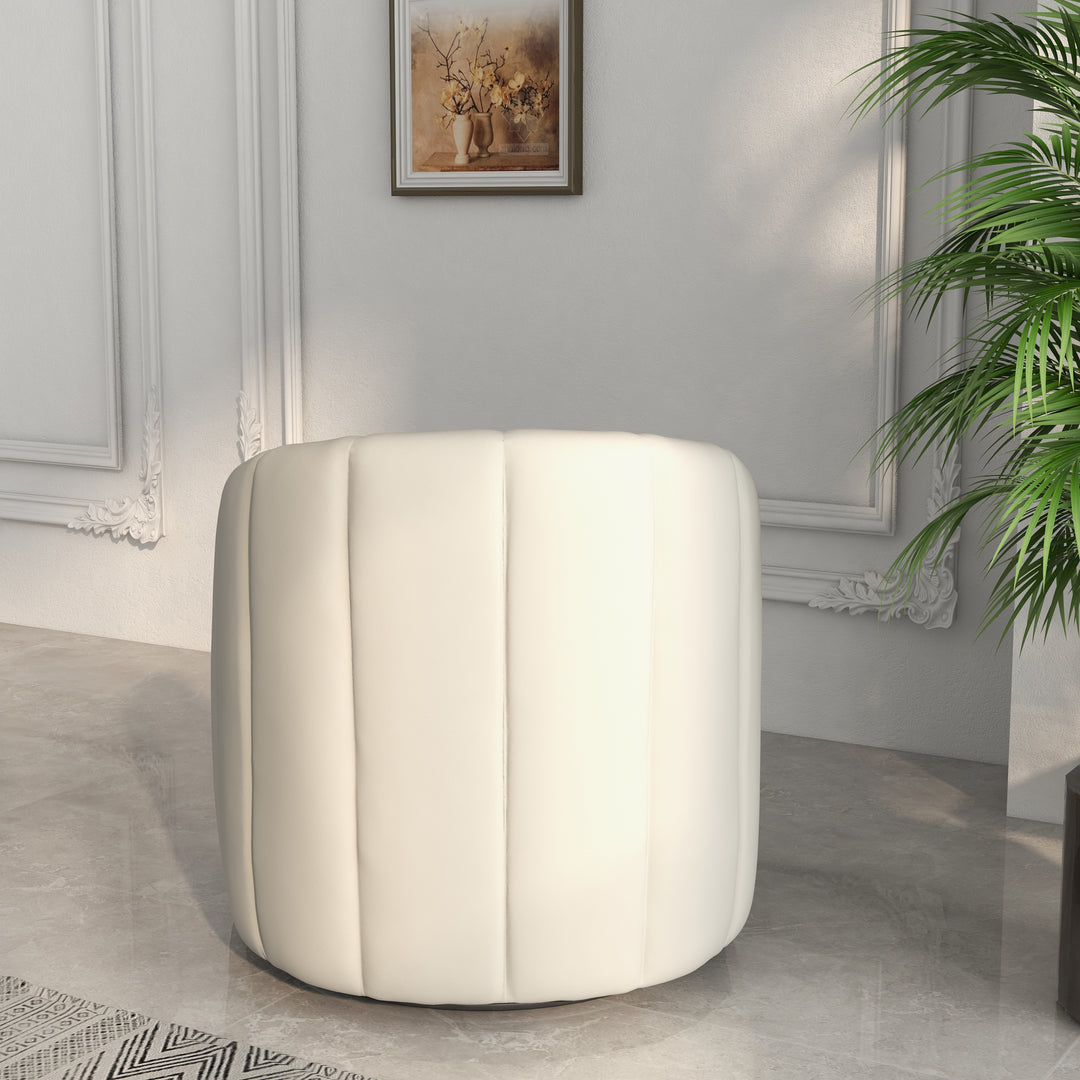 SEYNAR Modern Velvet Curved Swivel Accent Barrel Chair with Metal Base Image 7