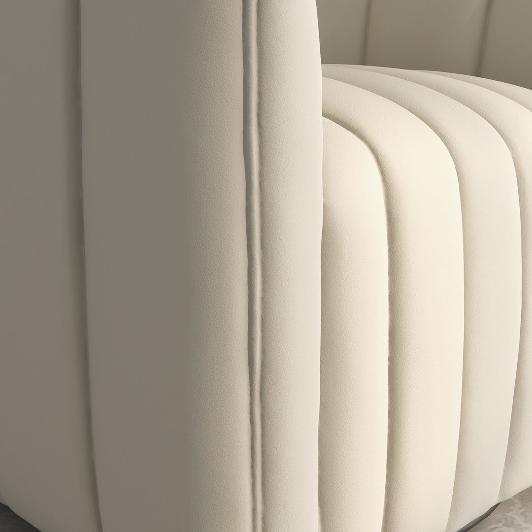 SEYNAR Modern Velvet Curved Swivel Accent Barrel Chair with Metal Base Image 12