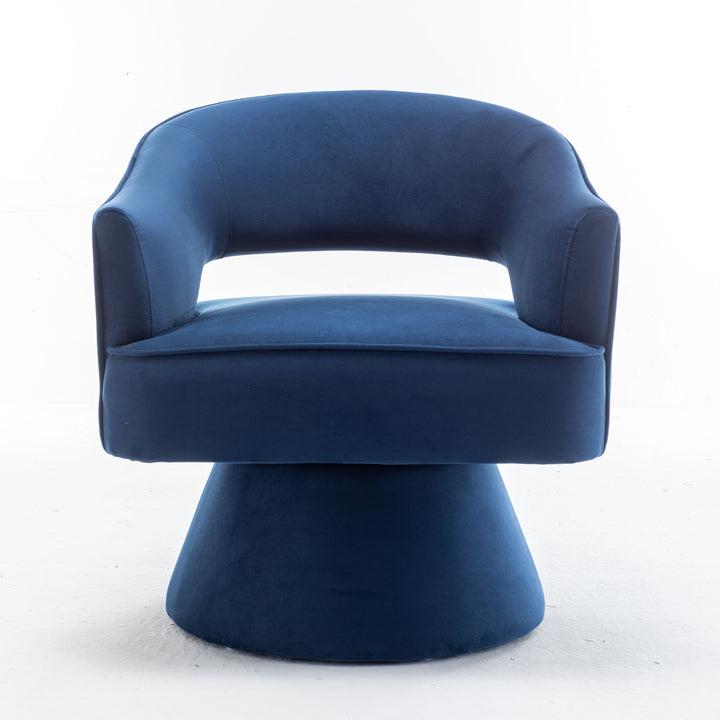 SEYNAR Modren Velvet Living Room Swivel Arm Barrel Chair with Tufted Back Image 6