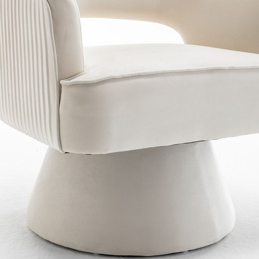 SEYNAR Modren Velvet Living Room Swivel Arm Barrel Chair with Tufted Back Image 10
