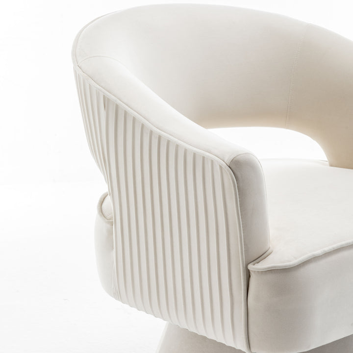 SEYNAR Modren Velvet Living Room Swivel Arm Barrel Chair with Tufted Back Image 11
