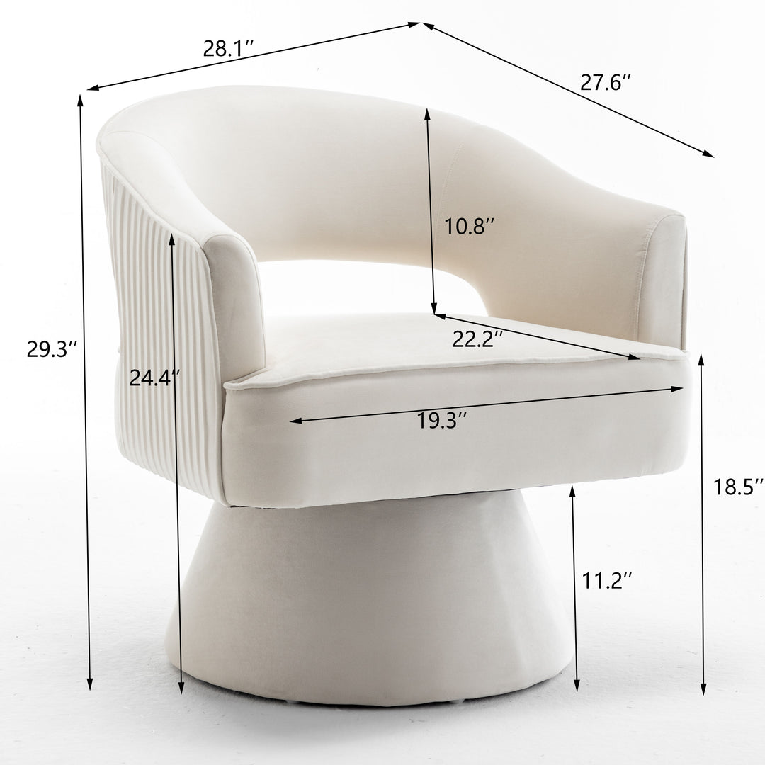 SEYNAR Modren Velvet Living Room Swivel Arm Barrel Chair with Tufted Back Image 12