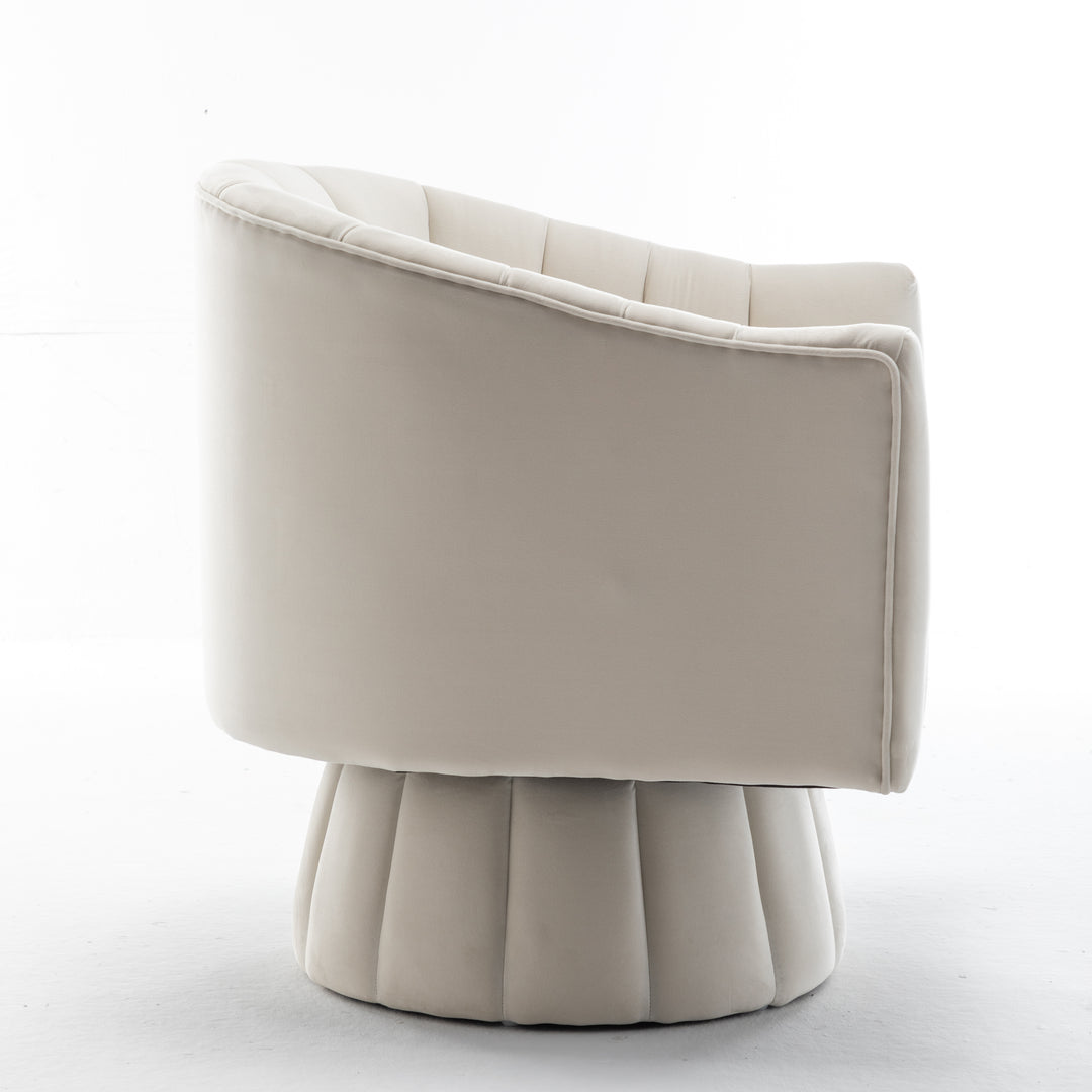 SEYNAR Modern Glam Velvet Upholstered Round Swivel Accent Barrel Chair Set of 2 Image 7