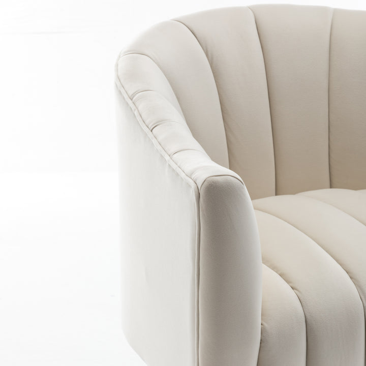 SEYNAR Modern Glam Velvet Upholstered Round Swivel Accent Barrel Chair Set of 2 Image 10