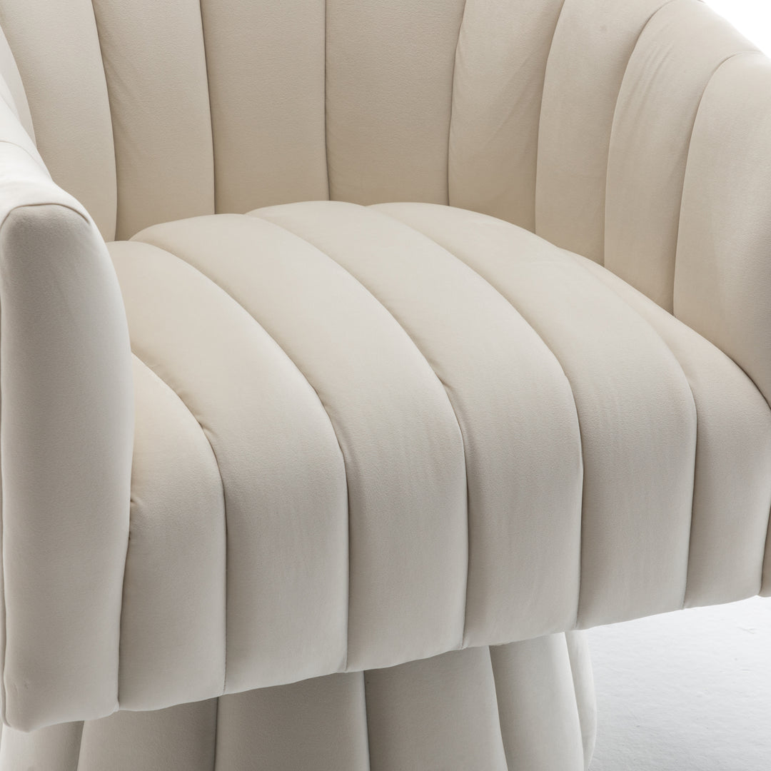 SEYNAR Modern Glam Velvet Upholstered Round Swivel Accent Barrel Chair Set of 2 Image 11