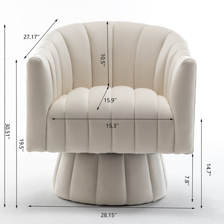 SEYNAR Modern Glam Velvet Upholstered Round Swivel Accent Arm Barrel Chair for Living Room Image 11