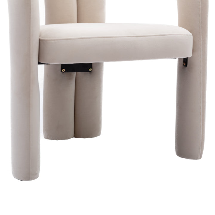 SEYNAR Contemporary Upholstered Accent Dining Chair, Armchair, Set of 2-Beige Image 7