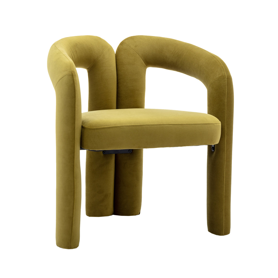 SEYNAR Contemporary Upholstered Accent Dining Chair, Armchair, Set of 2-Olive Image 3