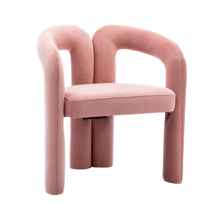 SEYNAR Contemporary Upholstered Accent Dining Chair, Armchair, Set of 2-Pink Image 3