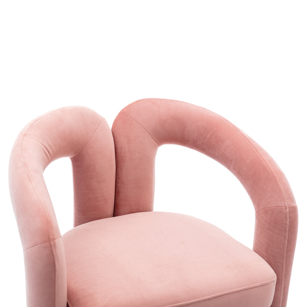 SEYNAR Contemporary Upholstered Accent Dining Chair, Armchair, Set of 2-Pink Image 7