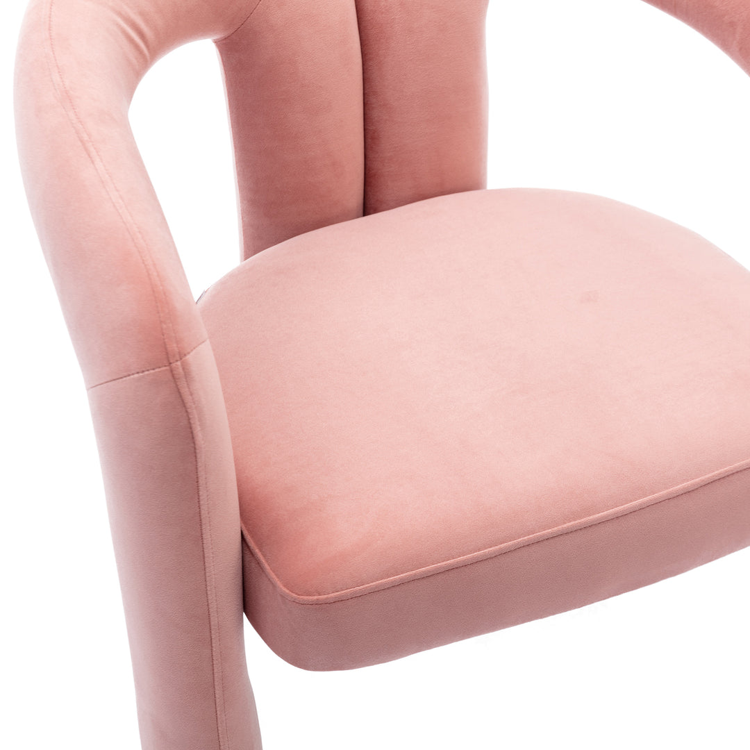 SEYNAR Contemporary Upholstered Accent Dining Chair, Armchair, Set of 2-Pink Image 8