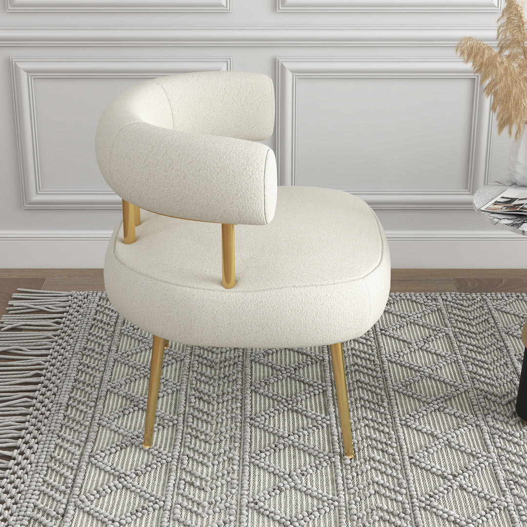 SEYNAR Modern Glam Upholstered Comfy Open-Back Accent Vanity chair with Golden Legs Set of 2 Image 4