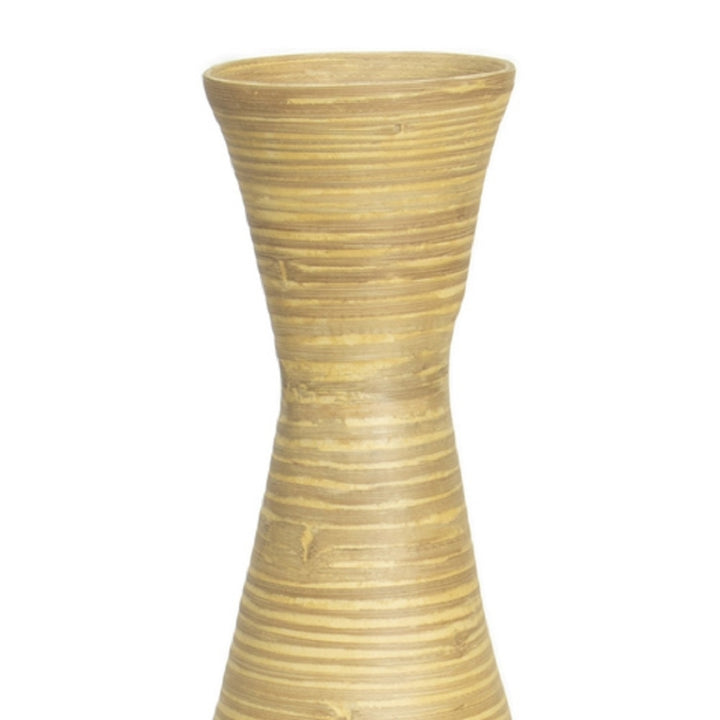 31.5 inch Spun Bamboo Tall Trumpet Floor Vase - Decorative Home Accent, Natural Bamboo, Indoor Decoration, Sustainable Image 7