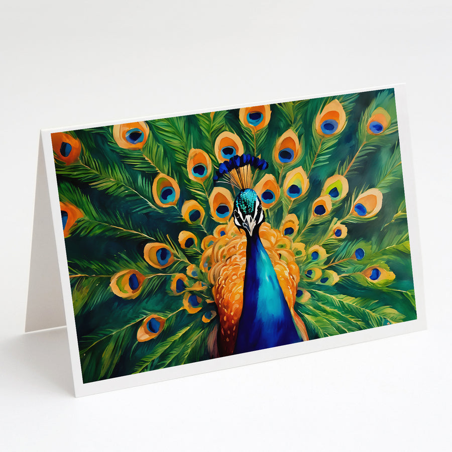 Peacock Greeting Cards Pack of 8 Image 1