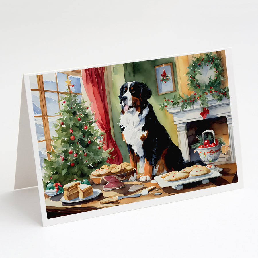 Bernese Mountain Dog Christmas Cookies Greeting Cards Pack of 8 Image 1