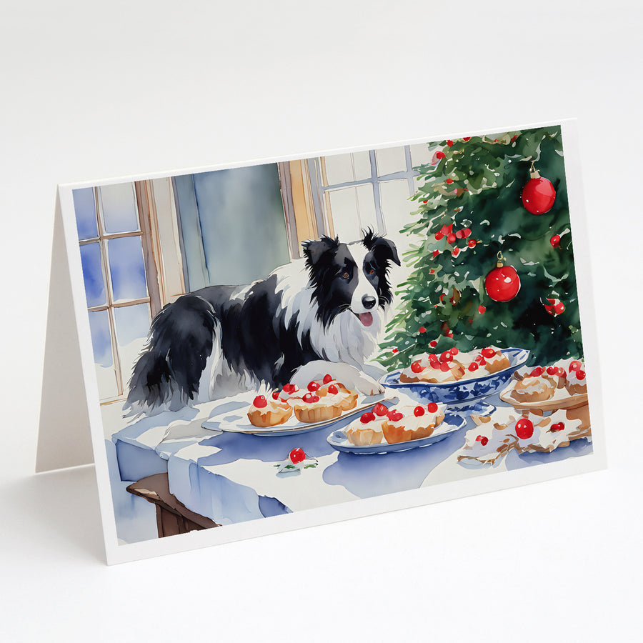 Border Collie Christmas Cookies Greeting Cards Pack of 8 Image 1