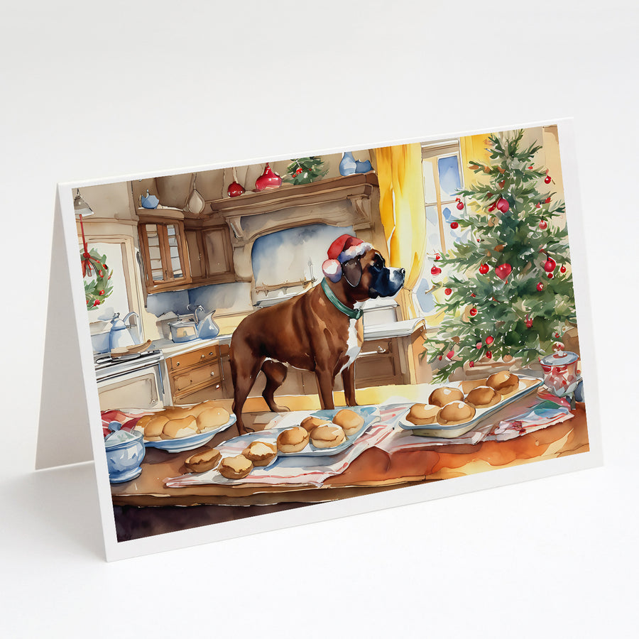 Boxer Christmas Cookies Greeting Cards Pack of 8 Image 1