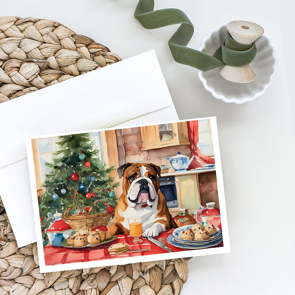 English Bulldog Christmas Cookies Greeting Cards Pack of 8 Image 2