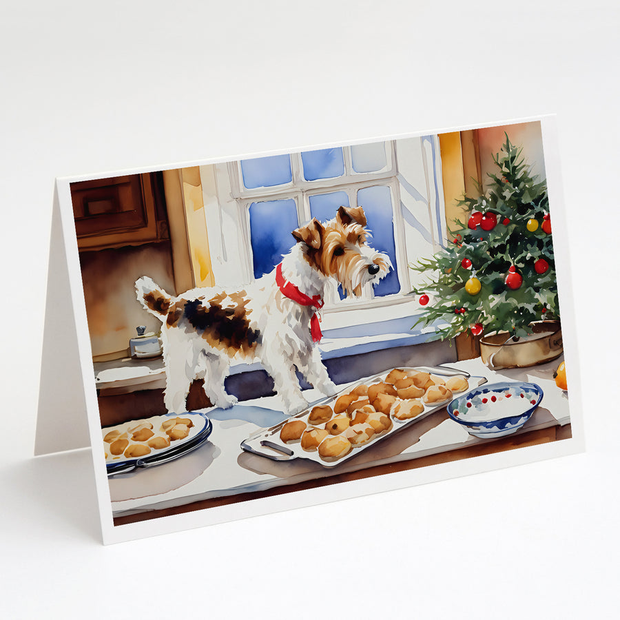 Wire Fox Terrier Christmas Cookies Greeting Cards Pack of 8 Image 1