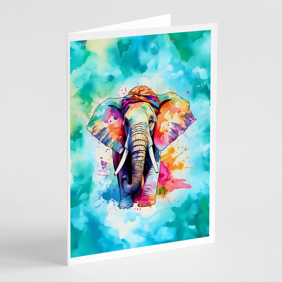 Hippie Animal Elephant Greeting Cards Pack of 8 Image 1