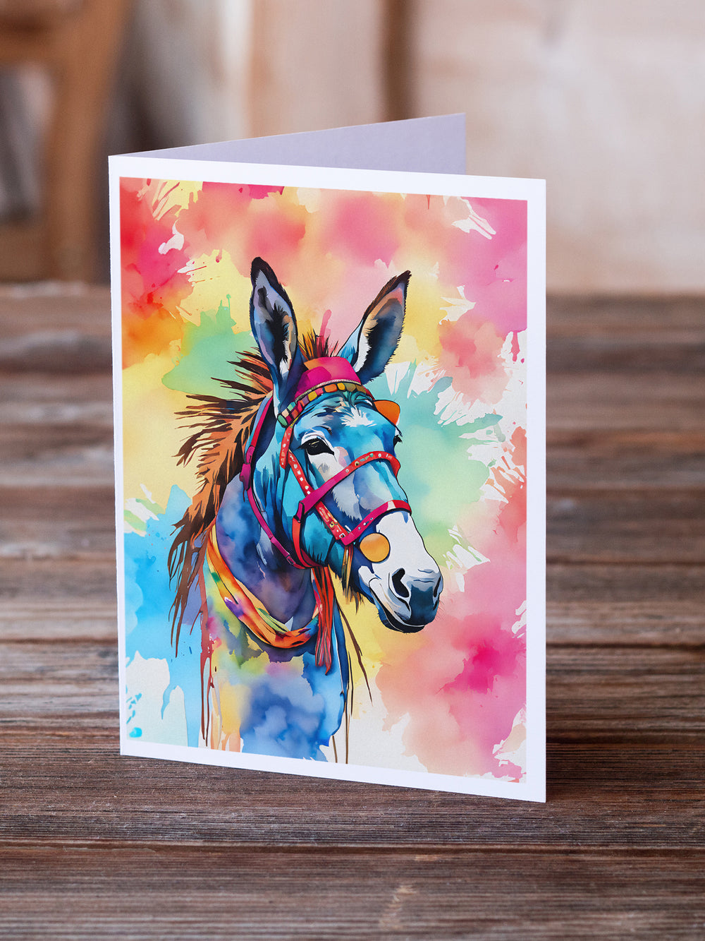Hippie Animal Donkey Greeting Cards Pack of 8 Image 2