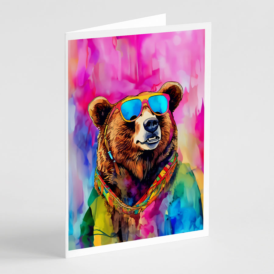 Hippie Animal Grizzly Bear Greeting Cards Pack of 8 Image 1