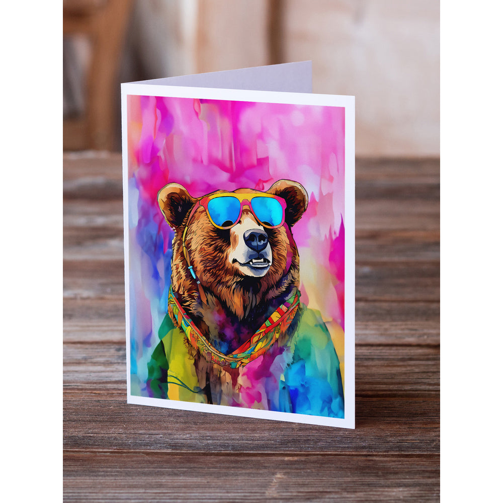 Hippie Animal Grizzly Bear Greeting Cards Pack of 8 Image 2
