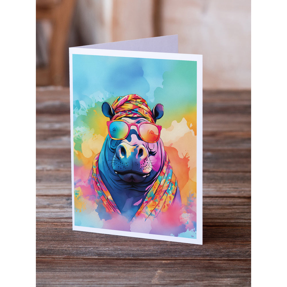 Hippie Animal Hippopotamus Greeting Cards Pack of 8 Image 2