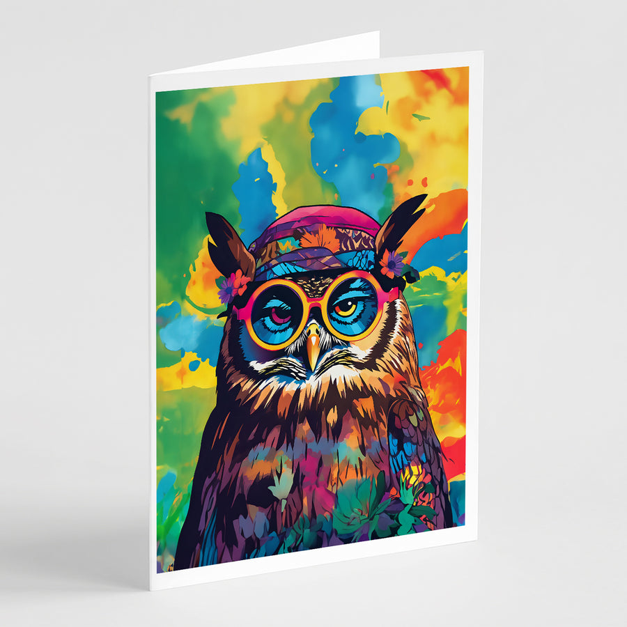 Hippie Animal Owl Greeting Cards Pack of 8 Image 1