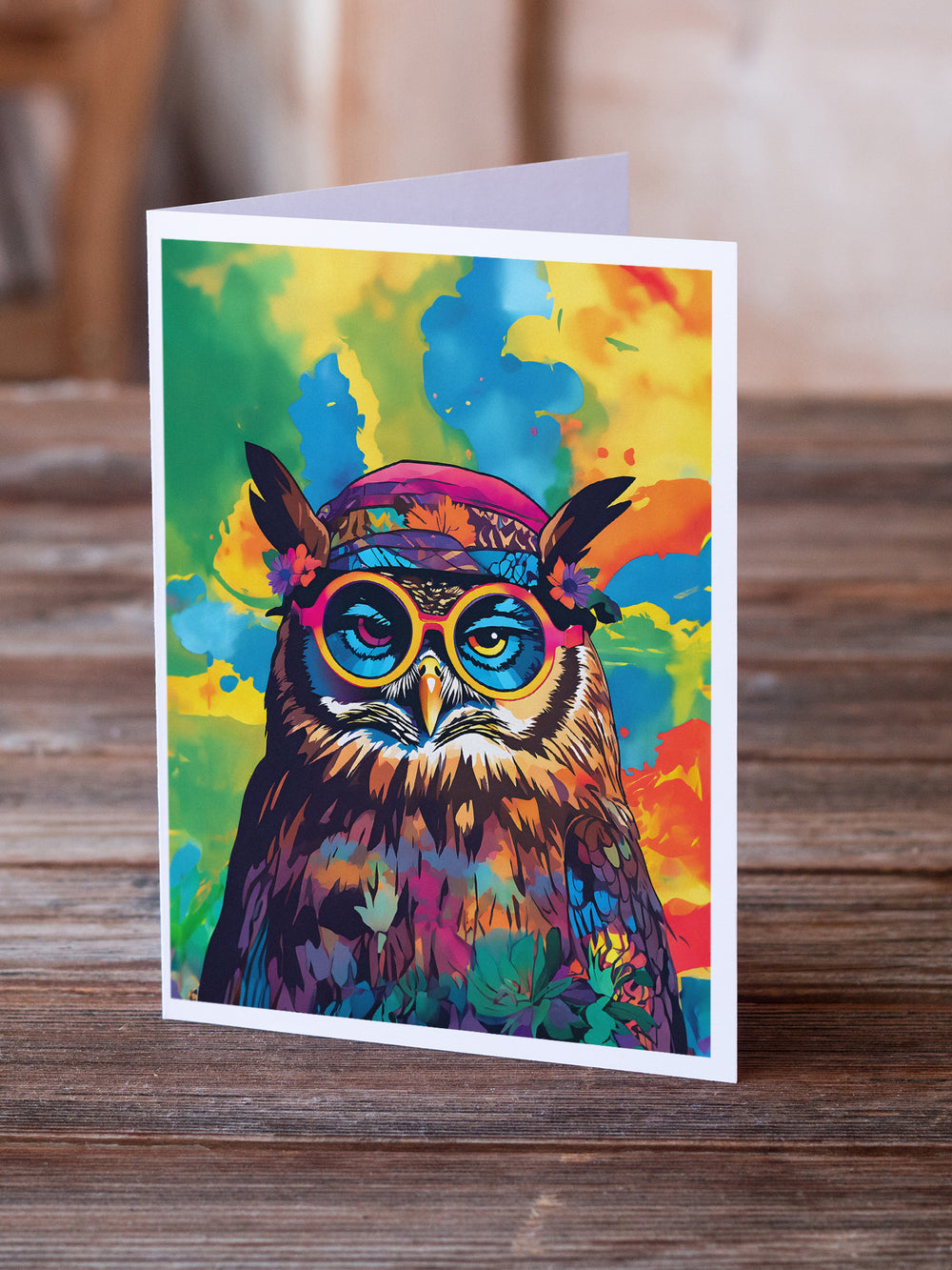 Hippie Animal Owl Greeting Cards Pack of 8 Image 2