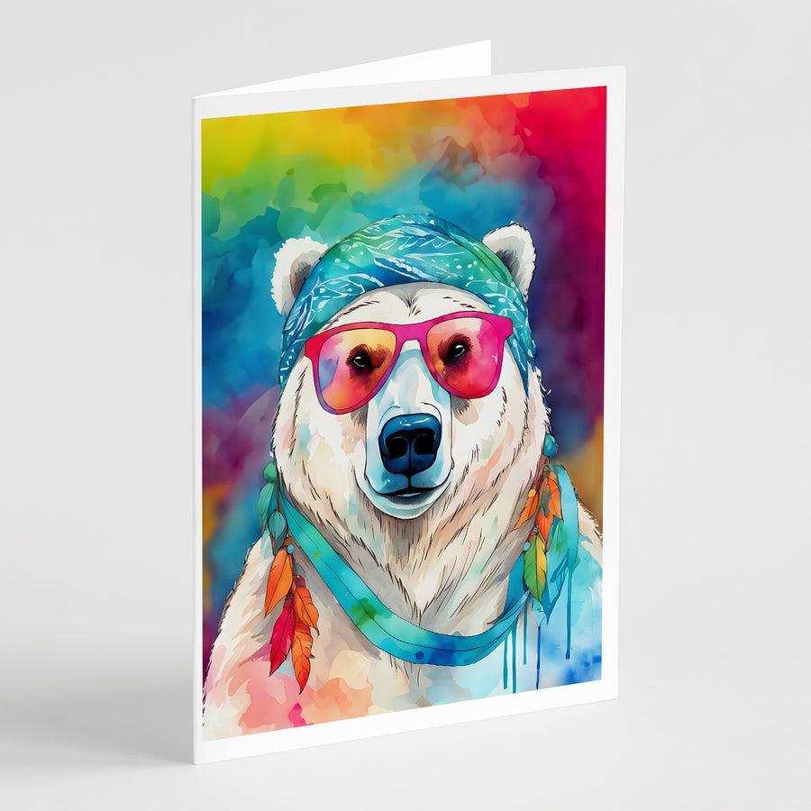 Hippie Animal Polar Bear Greeting Cards Pack of 8 Image 1