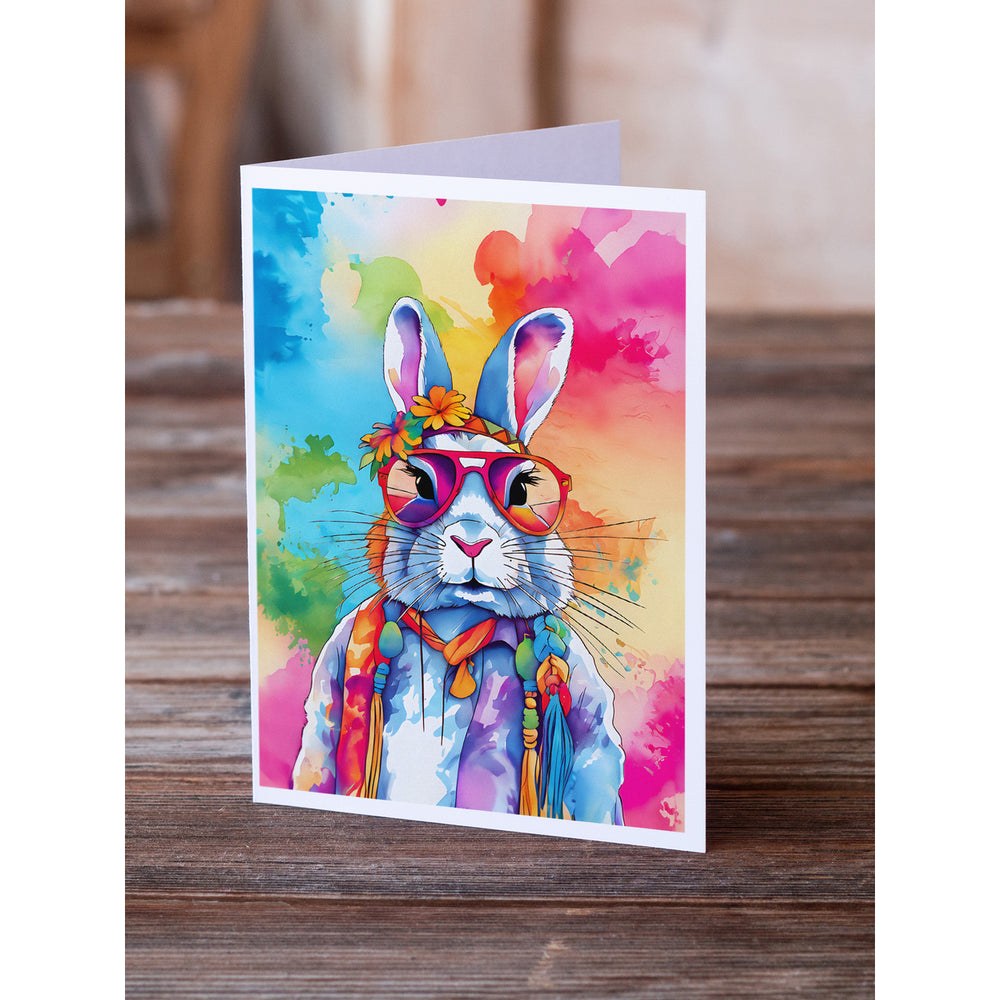 Hippie Animal Rabbit Greeting Cards Pack of 8 Image 2